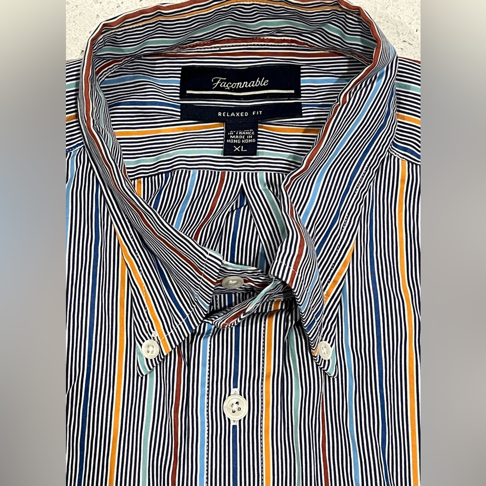 Faconnable Blue Multi-Stripe Button-Down Shirt - image 3